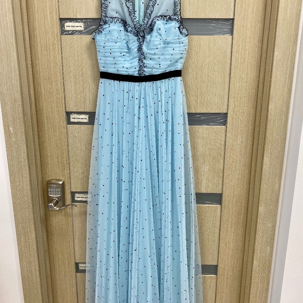 Coryd&lis Blue Ruched Tulle Dot Dress
